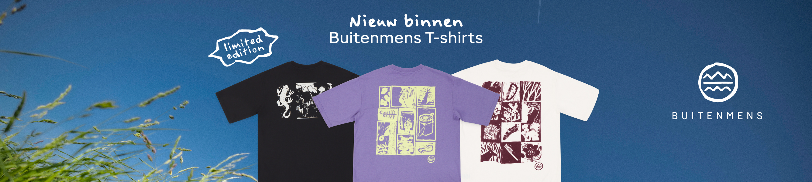 Unieke klimshirts van Buitenmens in het zwart, paars en wit.
